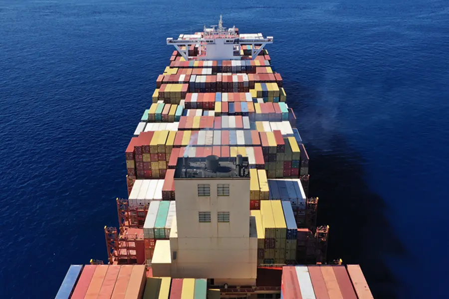 Container boat at sea